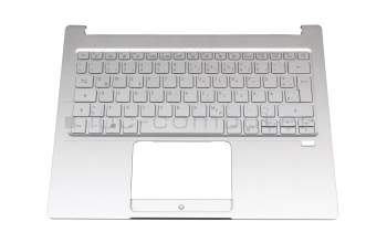 Clavier incl. topcase DE (allemand) argent/argent avec rétro-éclairage original pour Acer Swift 3 (SF313-52G)