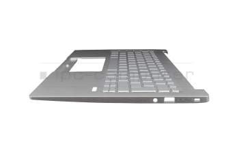 Clavier incl. topcase DE (allemand) argent/argent avec rétro-éclairage original pour Acer Swift 3 (SF313-52G)