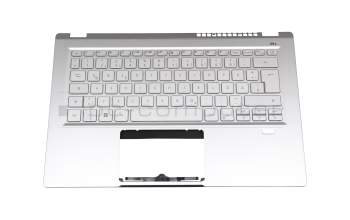 Clavier incl. topcase DE (allemand) argent/argent avec rétro-éclairage original pour Acer Swift 3 (SF314-511)