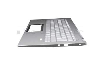 Clavier incl. topcase DE (allemand) argent/argent avec rétro-éclairage original pour Acer Swift 3 (SF314-511)