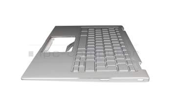 Clavier incl. topcase DE (allemand) argent/argent avec rétro-éclairage original pour Asus Chromebook Flip C434TA