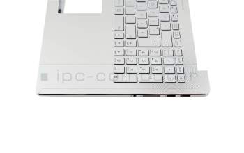 Clavier incl. topcase DE (allemand) argent/argent avec rétro-éclairage original pour Asus N501JW