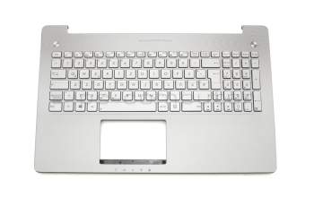 Clavier incl. topcase DE (allemand) argent/argent avec rétro-éclairage original pour Asus N550JX