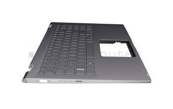 Clavier incl. topcase DE (allemand) argent/argent avec rétro-éclairage original pour Asus Q506FA