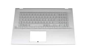Clavier incl. topcase DE (allemand) argent/argent avec rétro-éclairage original pour Asus S732DA