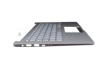 Clavier incl. topcase DE (allemand) argent/argent avec rétro-éclairage original pour Asus VivoBook 14 F403FA