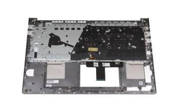 Clavier incl. topcase DE (allemand) argent/argent avec rétro-éclairage original pour Asus VivoBook 15 X521FA