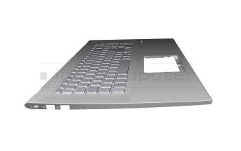 Clavier incl. topcase DE (allemand) argent/argent avec rétro-éclairage original pour Asus VivoBook 17 F712FA