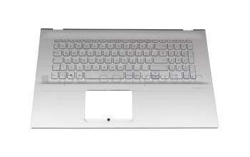 Clavier incl. topcase DE (allemand) argent/argent avec rétro-éclairage original pour Asus VivoBook 17 R754EA