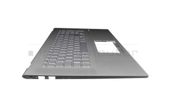 Clavier incl. topcase DE (allemand) argent/argent avec rétro-éclairage original pour Asus VivoBook 17 X712EQ
