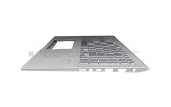 Clavier incl. topcase DE (allemand) argent/argent avec rétro-éclairage original pour Asus VivoBook S15 S532FA