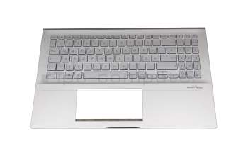 Clavier incl. topcase DE (allemand) argent/argent avec rétro-éclairage original pour Asus VivoBook S15 S532FL