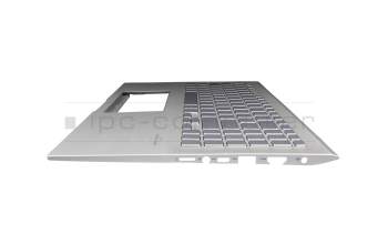 Clavier incl. topcase DE (allemand) argent/argent avec rétro-éclairage original pour Asus VivoBook S15 S532FL