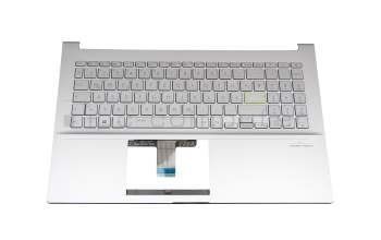 Clavier incl. topcase DE (allemand) argent/argent avec rétro-éclairage original pour Asus VivoBook S15 S533FA