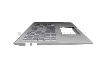 Clavier incl. topcase DE (allemand) argent/argent avec rétro-éclairage original pour Asus X532FA