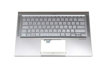 Clavier incl. topcase DE (allemand) argent/argent avec rétro-éclairage original pour Asus ZenBook 14 UM431DA