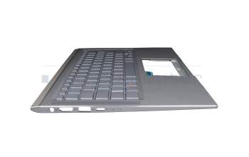 Clavier incl. topcase DE (allemand) argent/argent avec rétro-éclairage original pour Asus ZenBook 14 UM431DA