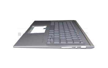 Clavier incl. topcase DE (allemand) argent/argent avec rétro-éclairage original pour Asus ZenBook 14 UM431DA