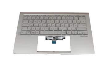 Clavier incl. topcase DE (allemand) argent/argent avec rétro-éclairage original pour Asus ZenBook 14 UX434FL