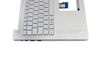 Clavier incl. topcase DE (allemand) argent/argent avec rétro-éclairage original pour Asus ZenBook UX501JW