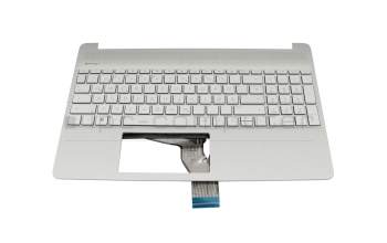 Clavier incl. topcase DE (allemand) argent/argent avec rétro-éclairage original pour HP 15s-fq2000