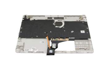 Clavier incl. topcase DE (allemand) argent/argent avec rétro-éclairage original pour HP 15s-fq2000