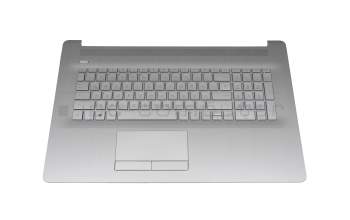 Clavier incl. topcase DE (allemand) argent/argent avec rétro-éclairage original pour HP 17-ca1000