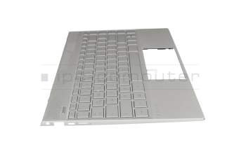 Clavier incl. topcase DE (allemand) argent/argent avec rétro-éclairage original pour HP Envy 13-ah0000