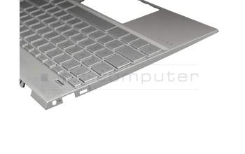 Clavier incl. topcase DE (allemand) argent/argent avec rétro-éclairage original pour HP Envy 13-aq0300