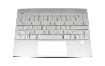 Clavier incl. topcase DE (allemand) argent/argent avec rétro-éclairage original pour HP Envy 13-aq1400