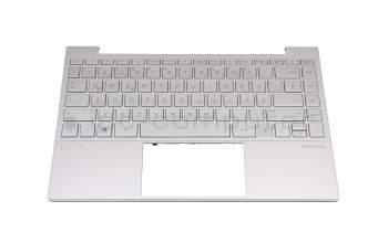 Clavier incl. topcase DE (allemand) argent/argent avec rétro-éclairage original pour HP Envy 13-ba0000