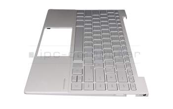 Clavier incl. topcase DE (allemand) argent/argent avec rétro-éclairage original pour HP Envy 13-ba0000