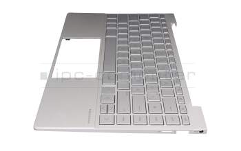Clavier incl. topcase DE (allemand) argent/argent avec rétro-éclairage original pour HP Envy 13-ba1000