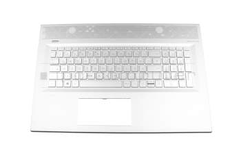 Clavier incl. topcase DE (allemand) argent/argent avec rétro-éclairage original pour HP Envy 17-bw0000