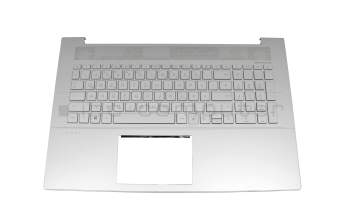 Clavier incl. topcase DE (allemand) argent/argent avec rétro-éclairage original pour HP Envy 17-cg0000