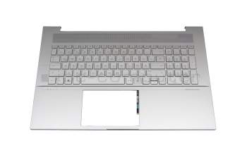 Clavier incl. topcase DE (allemand) argent/argent avec rétro-éclairage original pour HP Envy 17-ch0000