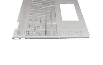 Clavier incl. topcase DE (allemand) argent/argent avec rétro-éclairage original pour HP Envy x360 15-bp100