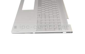 Clavier incl. topcase DE (allemand) argent/argent avec rétro-éclairage original pour HP Envy x360 15-bp100