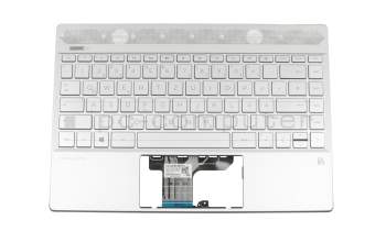 Clavier incl. topcase DE (allemand) argent/argent avec rétro-éclairage original pour HP Pavilion 13-an0000