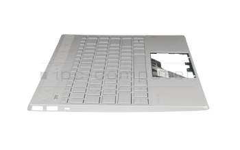 Clavier incl. topcase DE (allemand) argent/argent avec rétro-éclairage original pour HP Pavilion 13-an0000