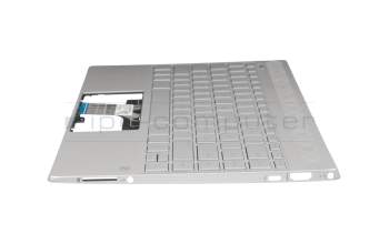 Clavier incl. topcase DE (allemand) argent/argent avec rétro-éclairage original pour HP Pavilion 13-an0200