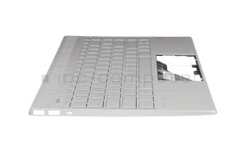 Clavier incl. topcase DE (allemand) argent/argent avec rétro-éclairage original pour HP Pavilion 13-an0200