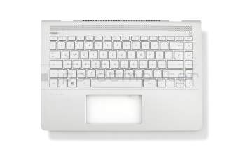 Clavier incl. topcase DE (allemand) argent/argent avec rétro-éclairage original pour HP Pavilion 14-bf000