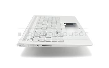 Clavier incl. topcase DE (allemand) argent/argent avec rétro-éclairage original pour HP Pavilion 14-bf000