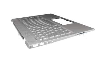 Clavier incl. topcase DE (allemand) argent/argent avec rétro-éclairage original pour HP Pavilion 14-ce1300