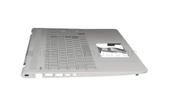 Clavier incl. topcase DE (allemand) argent/argent avec rétro-éclairage original pour HP Pavilion 15-cc000