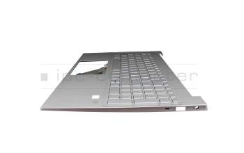 Clavier incl. topcase DE (allemand) argent/argent avec rétro-éclairage original pour HP Pavilion 15-eg0000