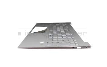 Clavier incl. topcase DE (allemand) argent/argent avec rétro-éclairage original pour HP Pavilion 15-eg0000