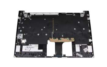 Clavier incl. topcase DE (allemand) argent/argent avec rétro-éclairage original pour HP Pavilion 15-eg3000