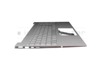 Clavier incl. topcase DE (allemand) argent/argent avec rétro-éclairage original pour HP Pavilion 15-eg3000
